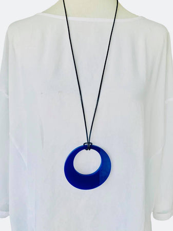 Large Cobalt Blue Retro Circle Necklace (NEW)