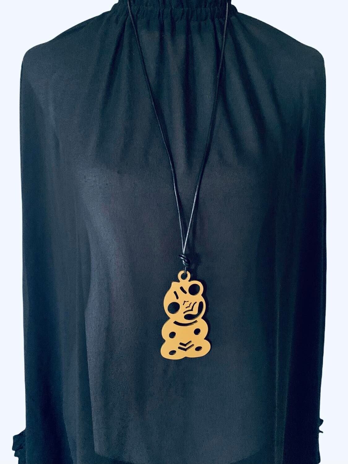 Large Gold Tiki Necklace