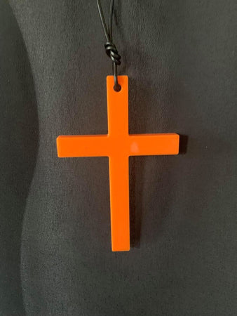 Small Orange Cross Necklace