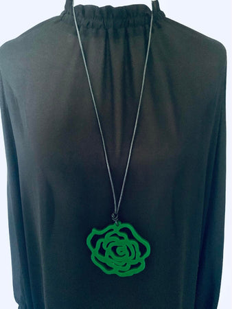 Large Green Rose Necklace