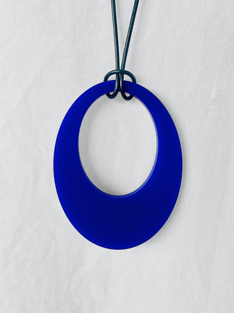 Large Cobalt Blue Retro Oval Necklace (NEW)