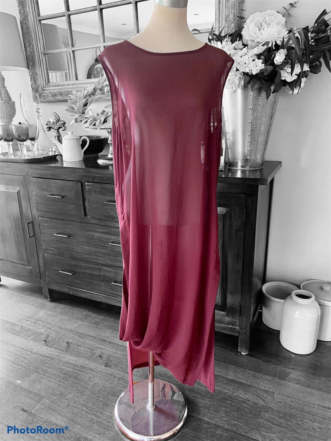 Scooped Button Tabard - Cassis (Red Wine) M/L - XL/XXL