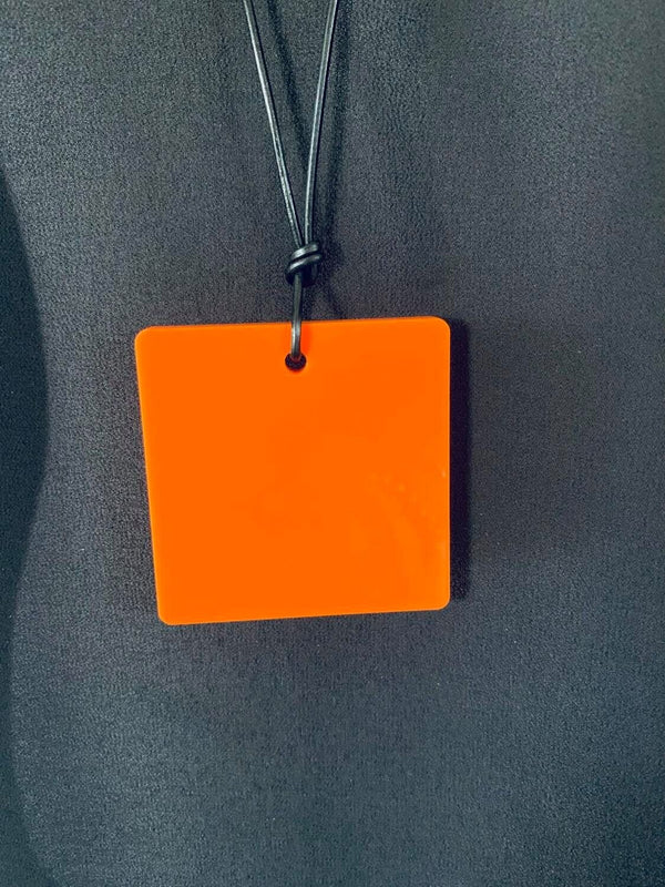 Small Orange Square Necklace