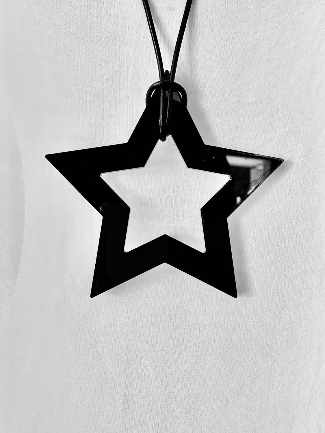 Large Black Open Star Necklace