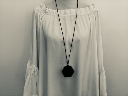 Black & White Perspex Hexagon Necklace