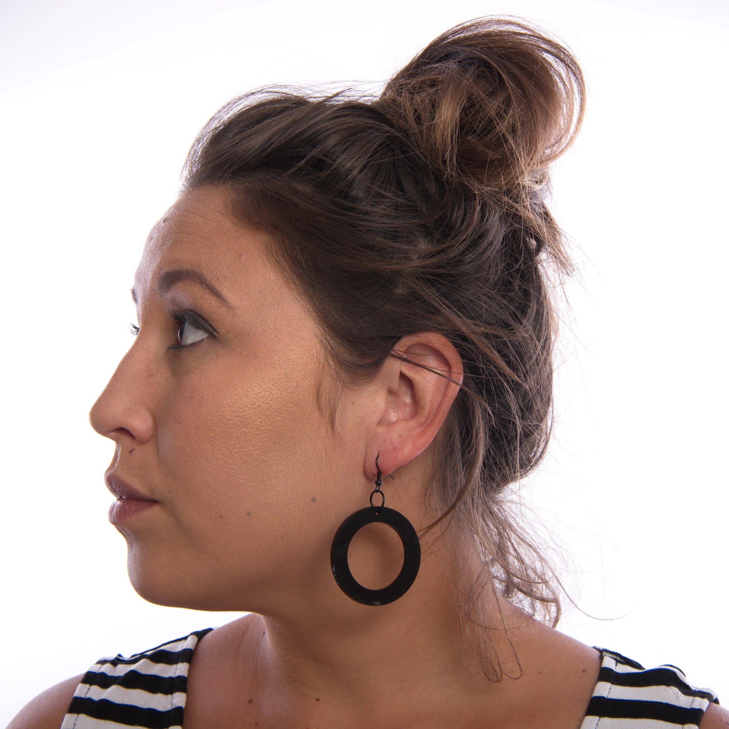 Black Open Circle Earrings