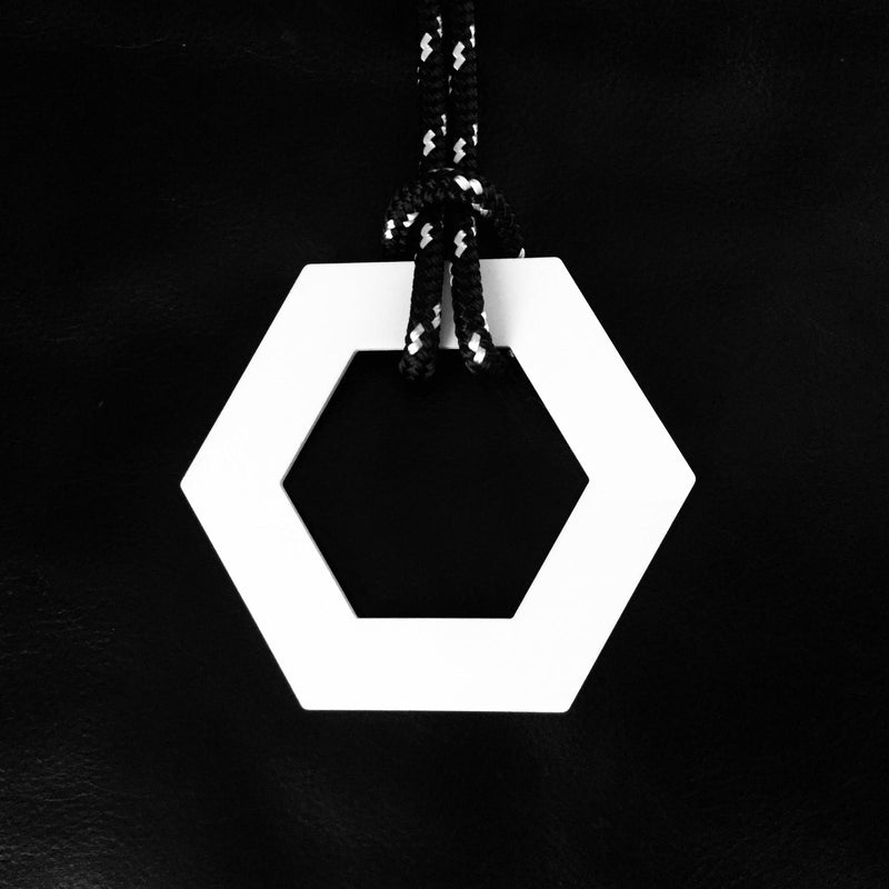 Large Black & White Open Hexagon Necklace